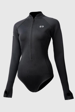 2mm前拉链美背比基尼湿衣 经典黑