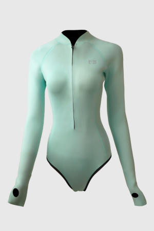 2mm前拉链美背比基尼湿衣 松石蓝