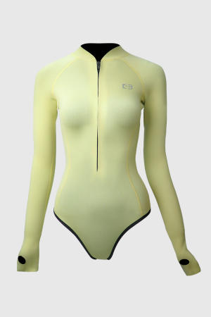 2mm前拉链美背比基尼湿衣 阳光黄