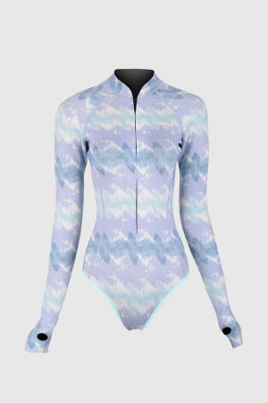 2mm前拉链美背比基尼湿衣 雾影紫迷彩