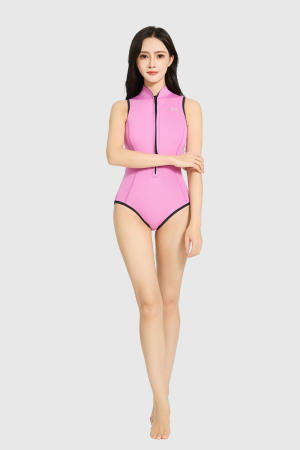 2mm金典系列无袖比基尼湿衣 樱花粉